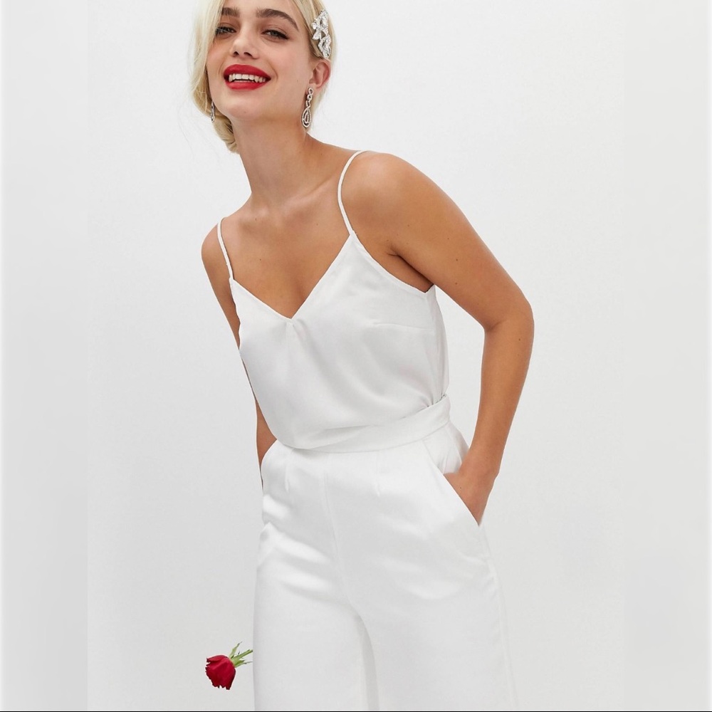ASOS Ivory White Satin Wide Leg Pant – NWT | 6 - Picture 2 of 4
